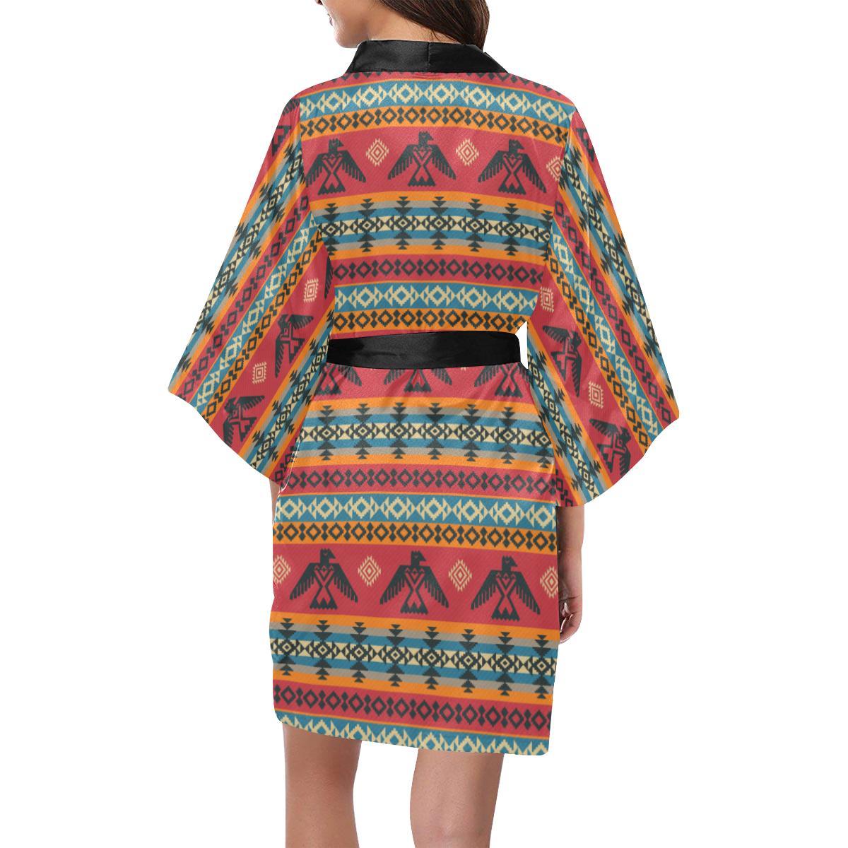 Eagles Native American Design Women Short Kimono Robe