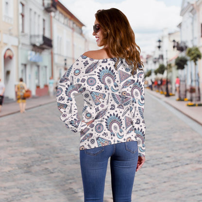 Eagles Native American Indian Symbol Off Shoulder Sweatshirt