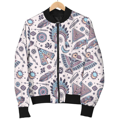 Eagles Native American Indian Symbol Women Casual Bomber Jacket