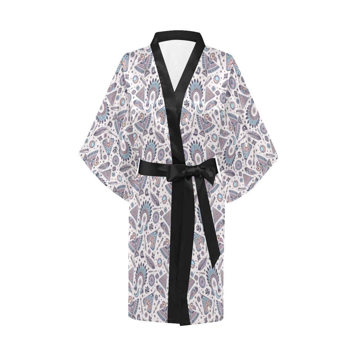 Eagles Native American Indian Symbol Women Short Kimono Robe