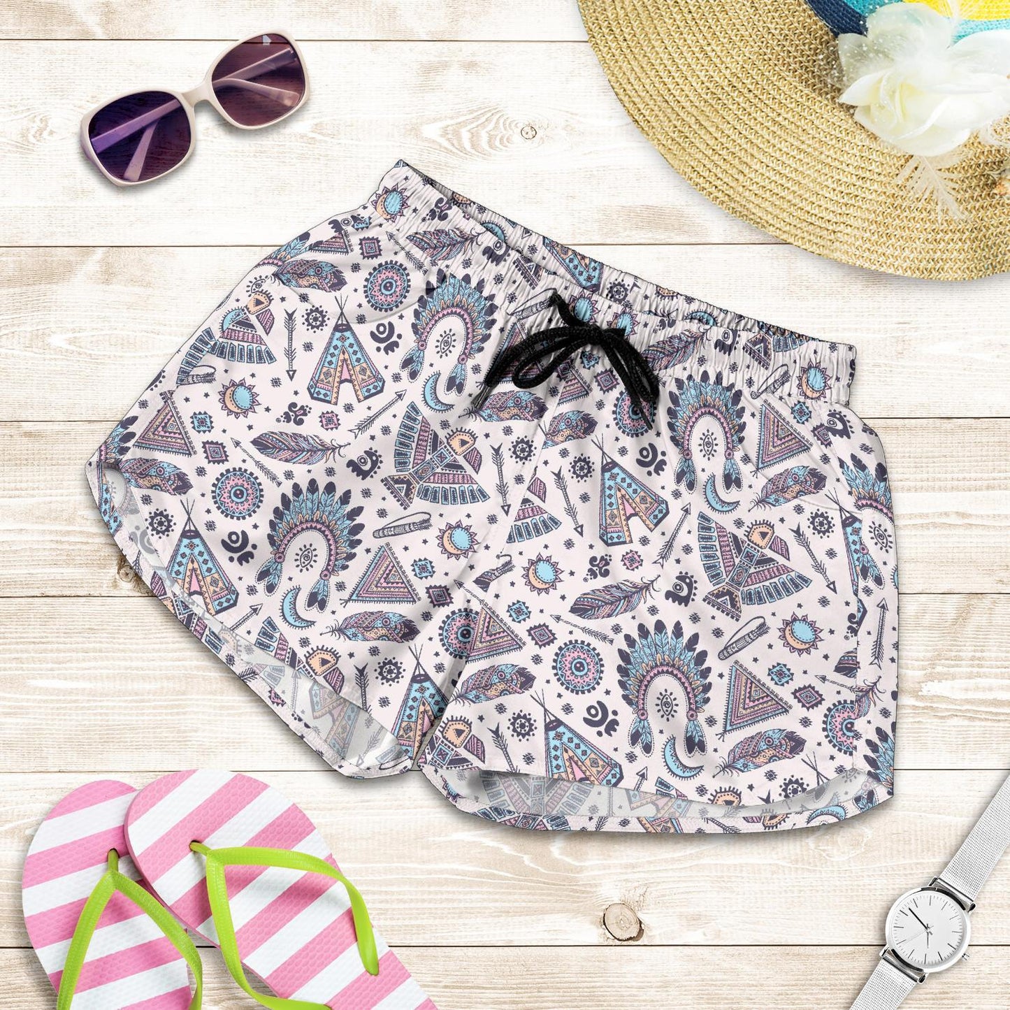 Eagles Native American Indian Symbol Women Shorts-JTAMIGO.COM