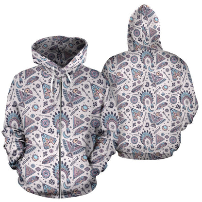 Eagles Native American Indian Symbol Zip Up Hoodie