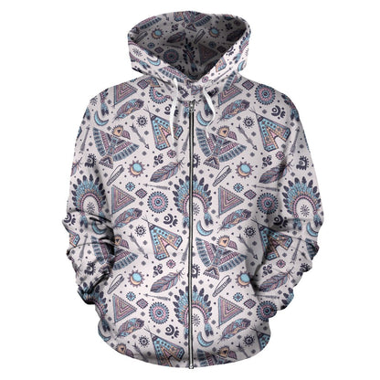 Eagles Native American Indian Symbol Zip Up Hoodie
