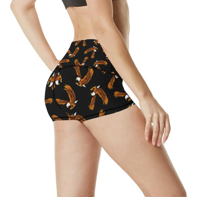 Eagles Print Pattern High Waisted Spandex Shorts-JTAMIGO.COM