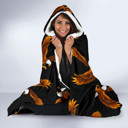 Eagles Print Pattern Hooded Blanket-JTAMIGO.COM