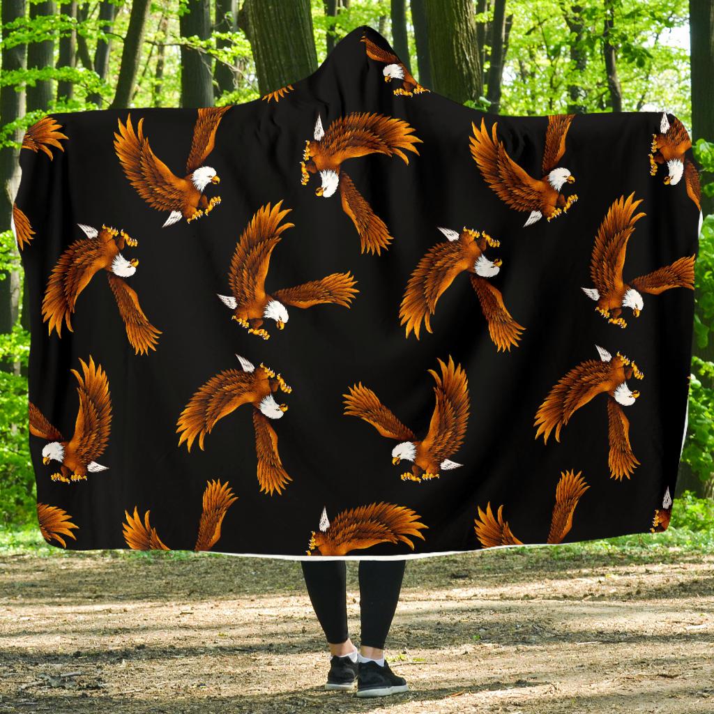 Eagles Print Pattern Hooded Blanket-JTAMIGO.COM