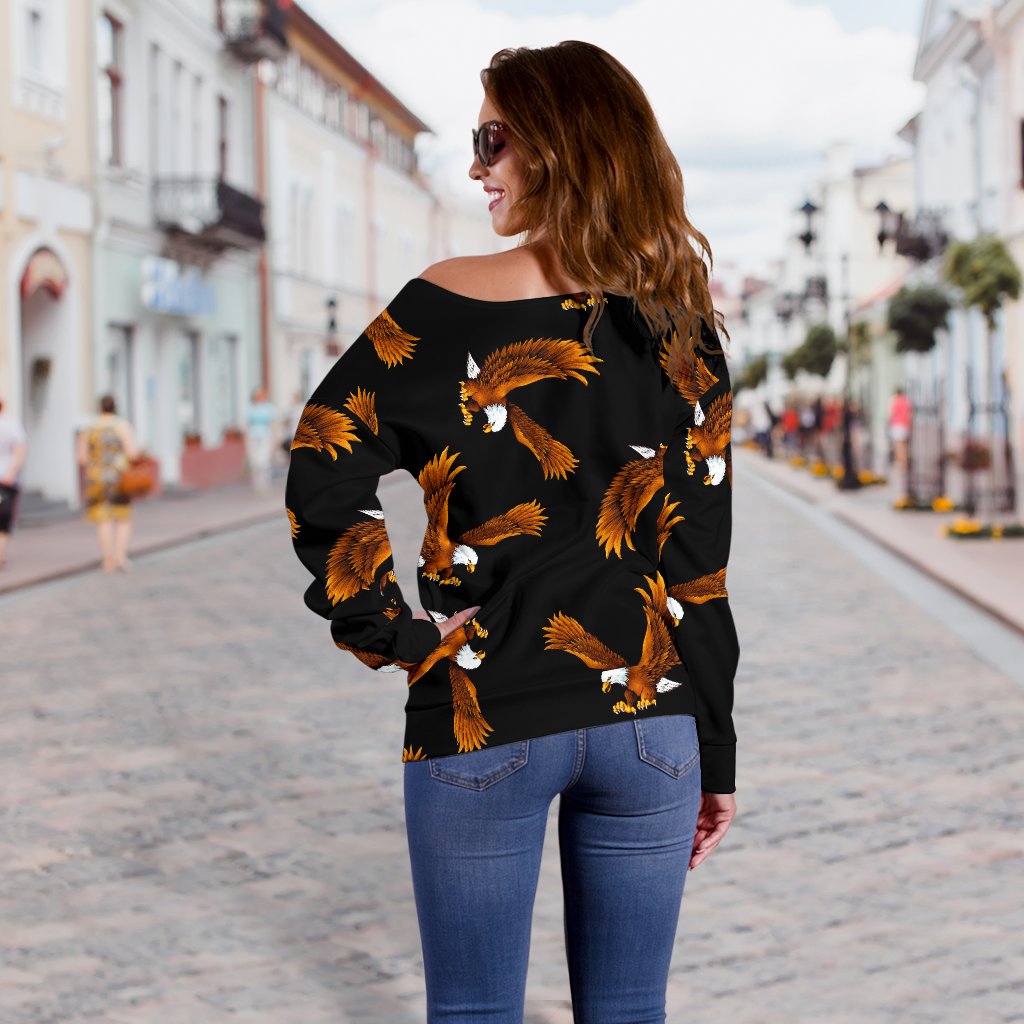 Eagles Print Pattern Off Shoulder Sweatshirt