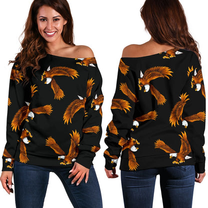 Eagles Print Pattern Off Shoulder Sweatshirt