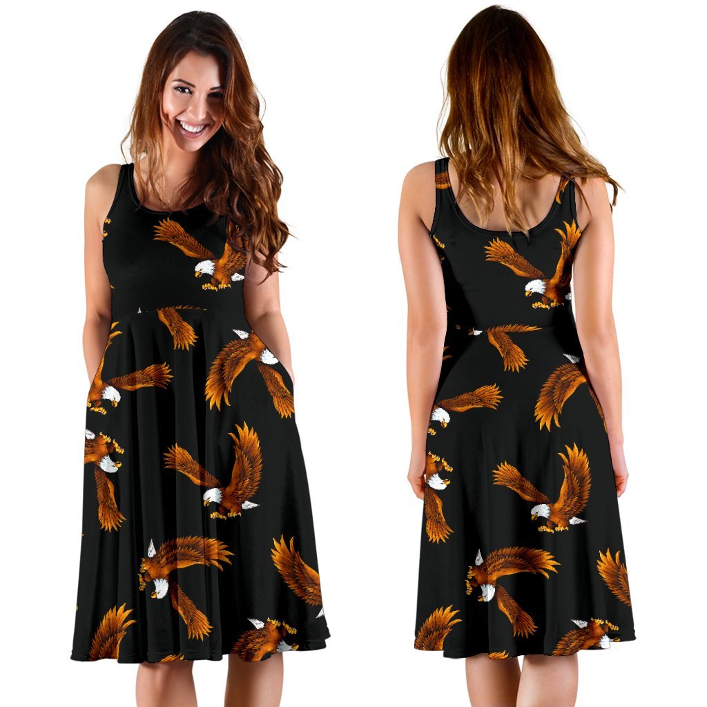 Eagles Print Pattern Sleeveless Dress