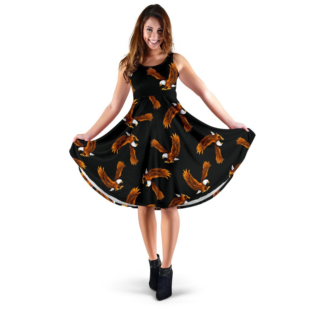 Eagles Print Pattern Sleeveless Dress