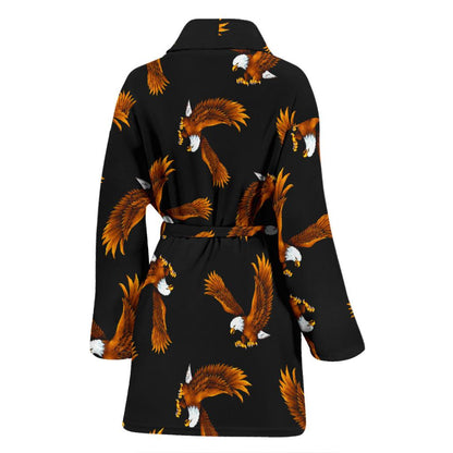 Eagles Print Pattern Women Bath Robe-JTAMIGO.COM