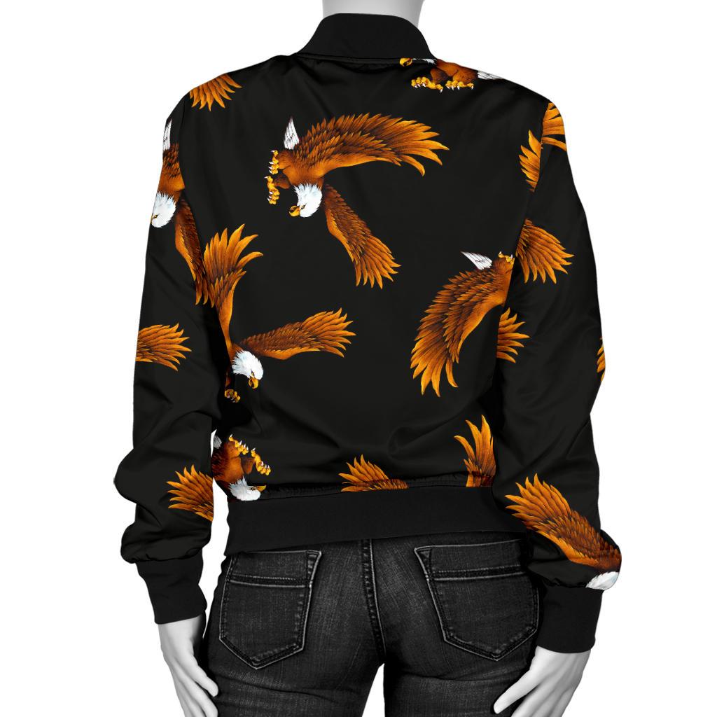 Eagles Print Pattern Women Casual Bomber Jacket