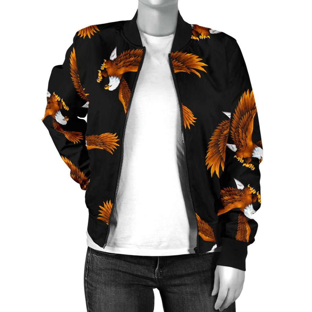 Eagles Print Pattern Women Casual Bomber Jacket