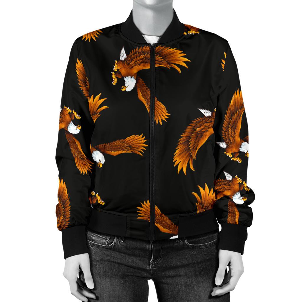 Eagles Print Pattern Women Casual Bomber Jacket