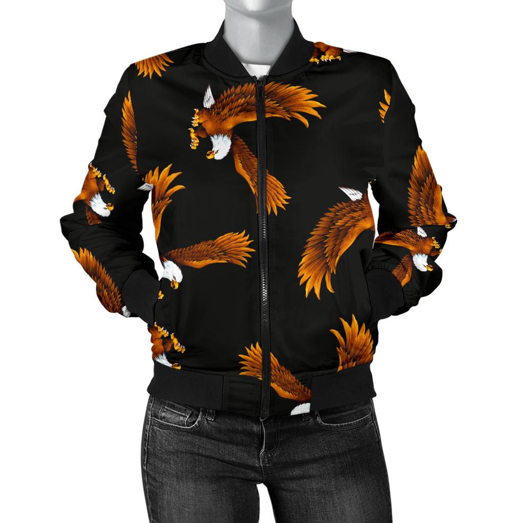 Eagles Print Pattern Women Casual Bomber Jacket