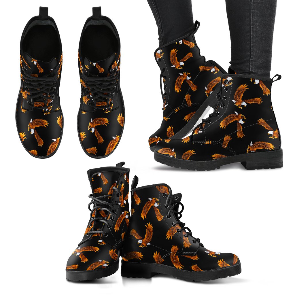 Eagles Print Pattern Women Leather Boots-JTAMIGO.COM