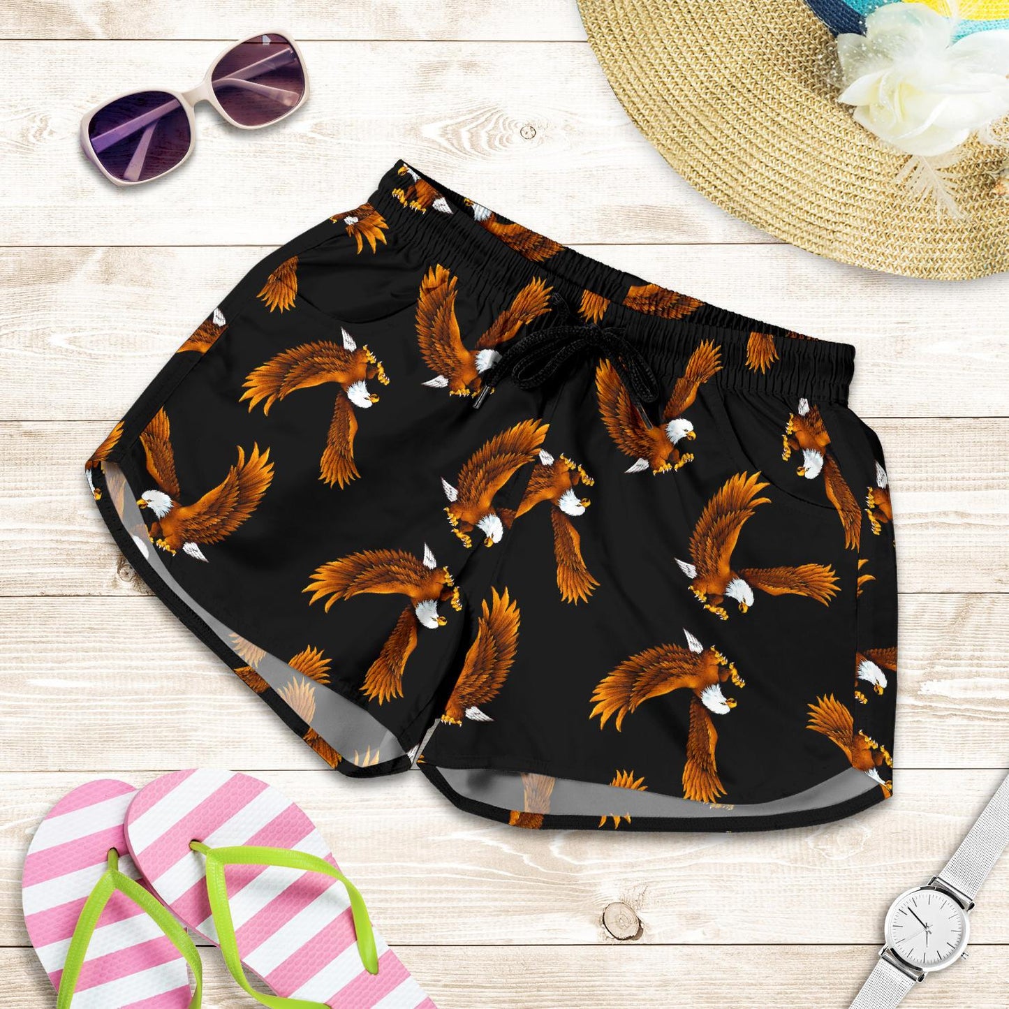 Eagles Print Pattern Women Shorts-JTAMIGO.COM
