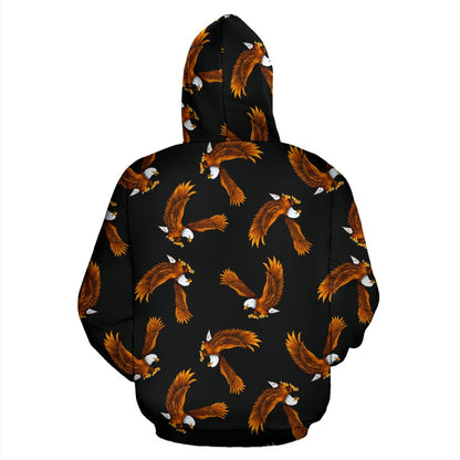 Eagles Print Pattern Zip Up Hoodie