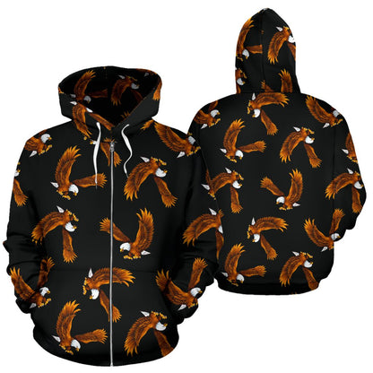 Eagles Print Pattern Zip Up Hoodie