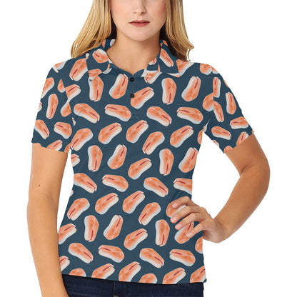 Salmon Steak Print Design LKS306 Women's Polo Shirt