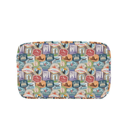 Travel Stamp Print Design LKS301 Insulated Lunch Bag