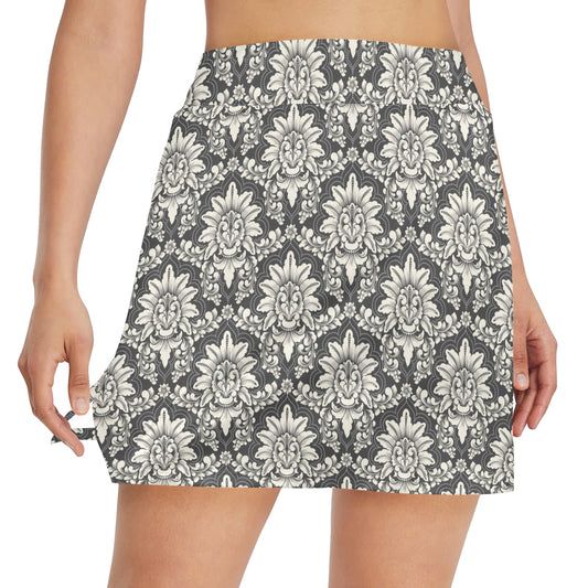 Damask Elegant Print Pattern 17" Golf & Pickleball Skort with Pockets