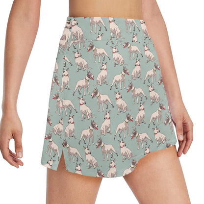Bull Terrier Cute Print Pattern 17" Golf & Pickleball Skort with Pockets
