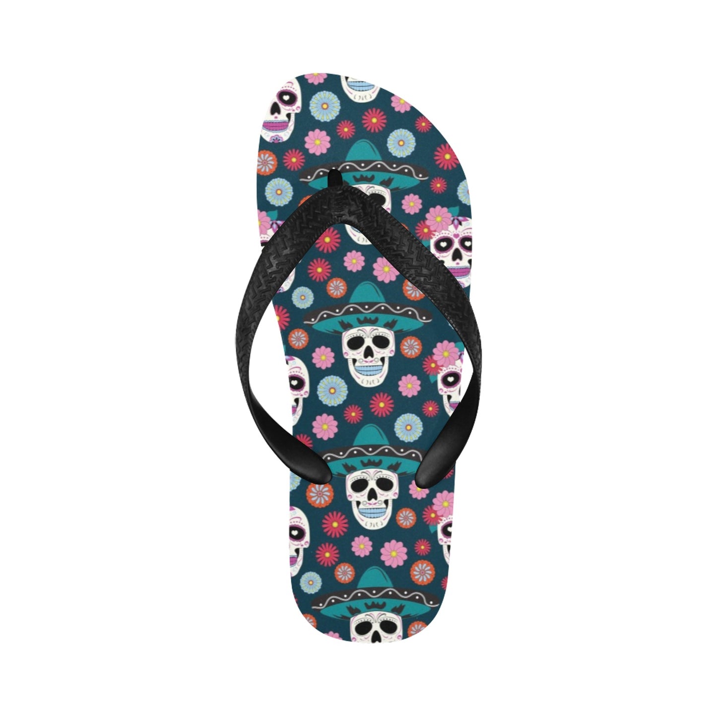 Sugar Skull Print Design LKS308 Flip Flops
