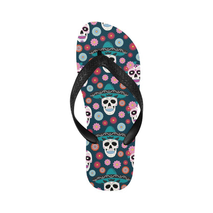 Sugar Skull Print Design LKS308 Flip Flops