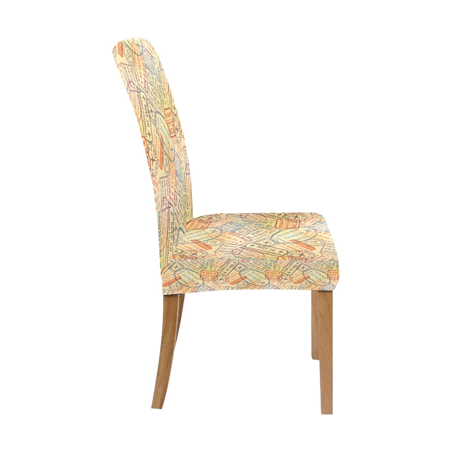 Travel Stamp Print Design LKS302 Dining Chair Slipcover