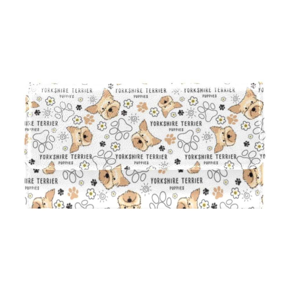 Yorkshire Terriers Print Design LKS308 Women's Trifold Wallet