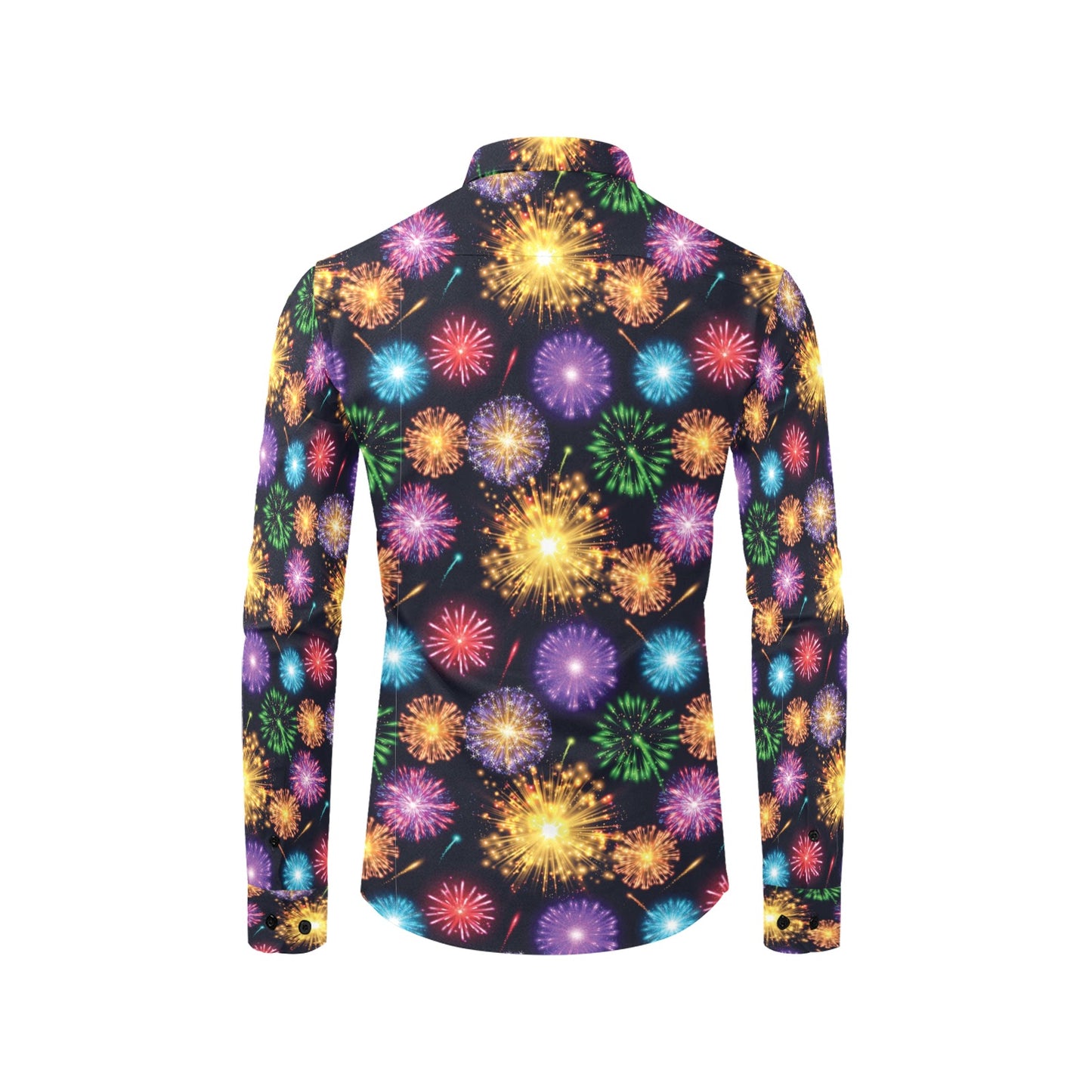 Firework Print Design LKS305 Men's Long Sleeve Dress Shirt