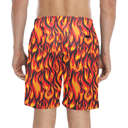 Flame Fire Print Pattern Men's Swim Trunks Beach Shorts
