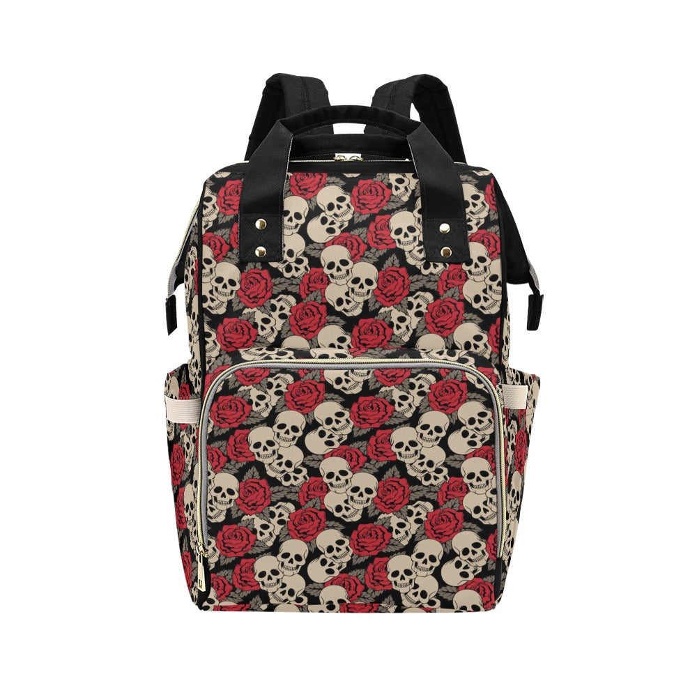 Skull And Roses Print Design LKS301 Diaper Bag Backpack