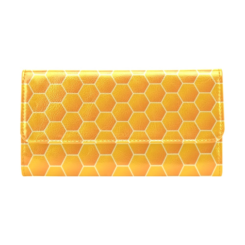 Honey Bee Honeycomb Print Design LKS3011 Women's Trifold Wallet