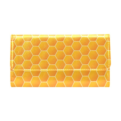 Honey Bee Honeycomb Print Design LKS3011 Women's Trifold Wallet