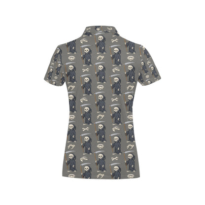 Skeleton Print Design LKS308 Women's Polo Shirt