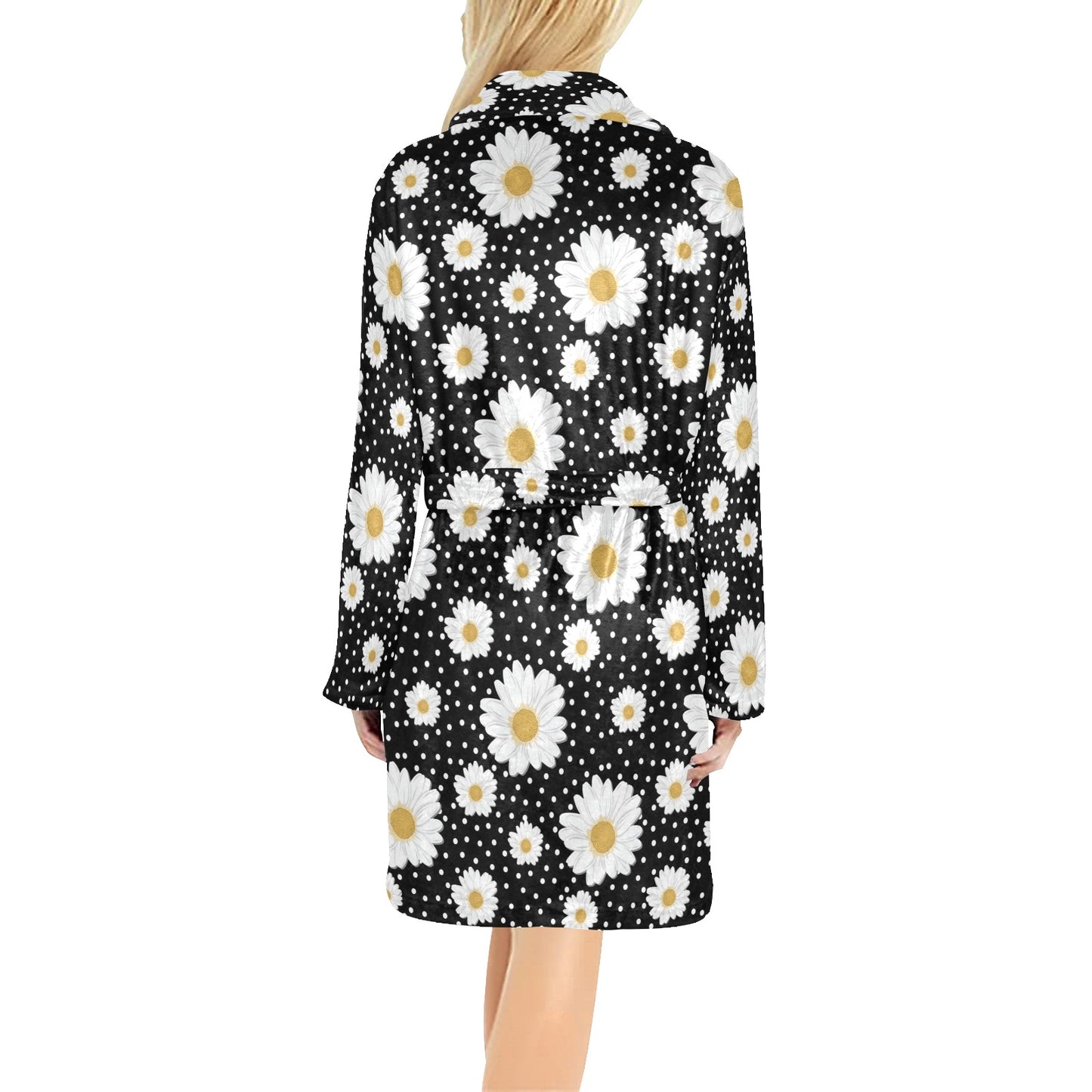 Daisy Pattern Print Design DS02 Women's Fleece Robe