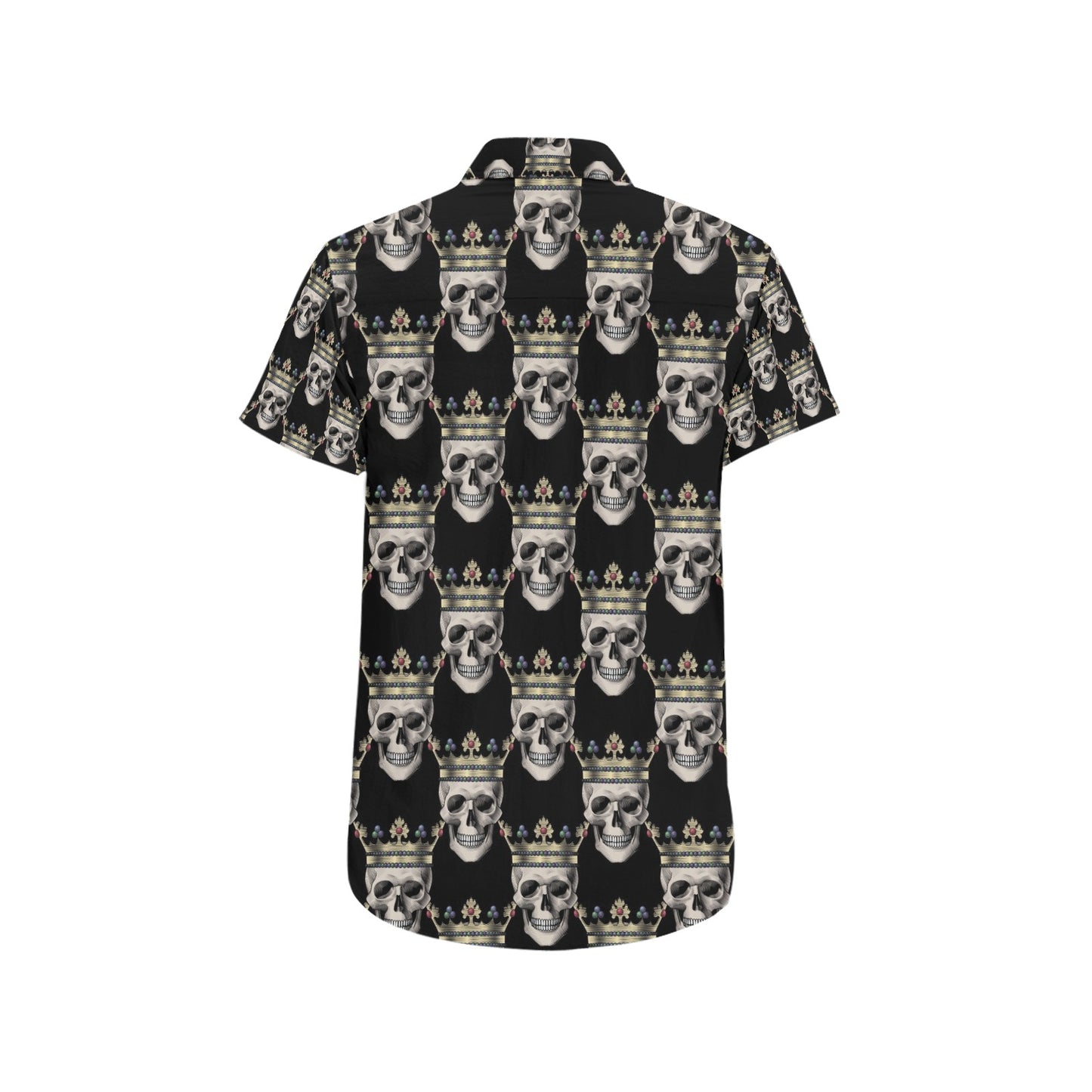 Skull King Print Design LKS3010 Men Short Sleeve Button Up Shirt