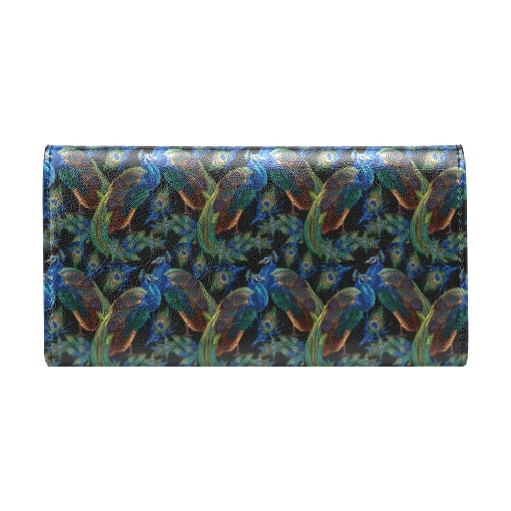 Peacock Themed Design Print Women's Trifold Wallet