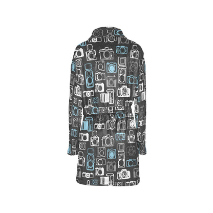 Camera Pattern Print Design 04 Women's Fleece Robe