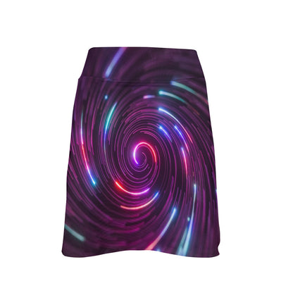 Vortex Twist Swirl Purple Neon Print 17" Golf & Pickleball Skort with Pockets