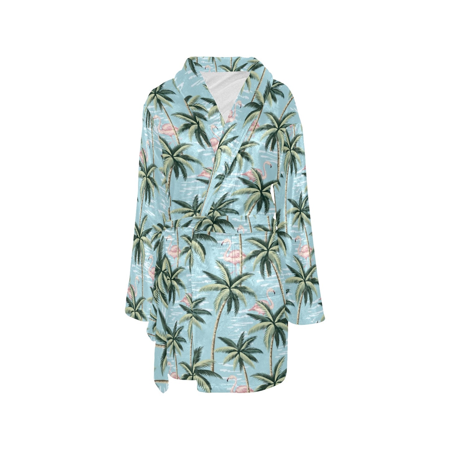 Palm Tree Pattern Print Design PT05 Women's Fleece Robe