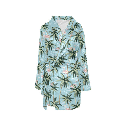 Palm Tree Pattern Print Design PT05 Women's Fleece Robe