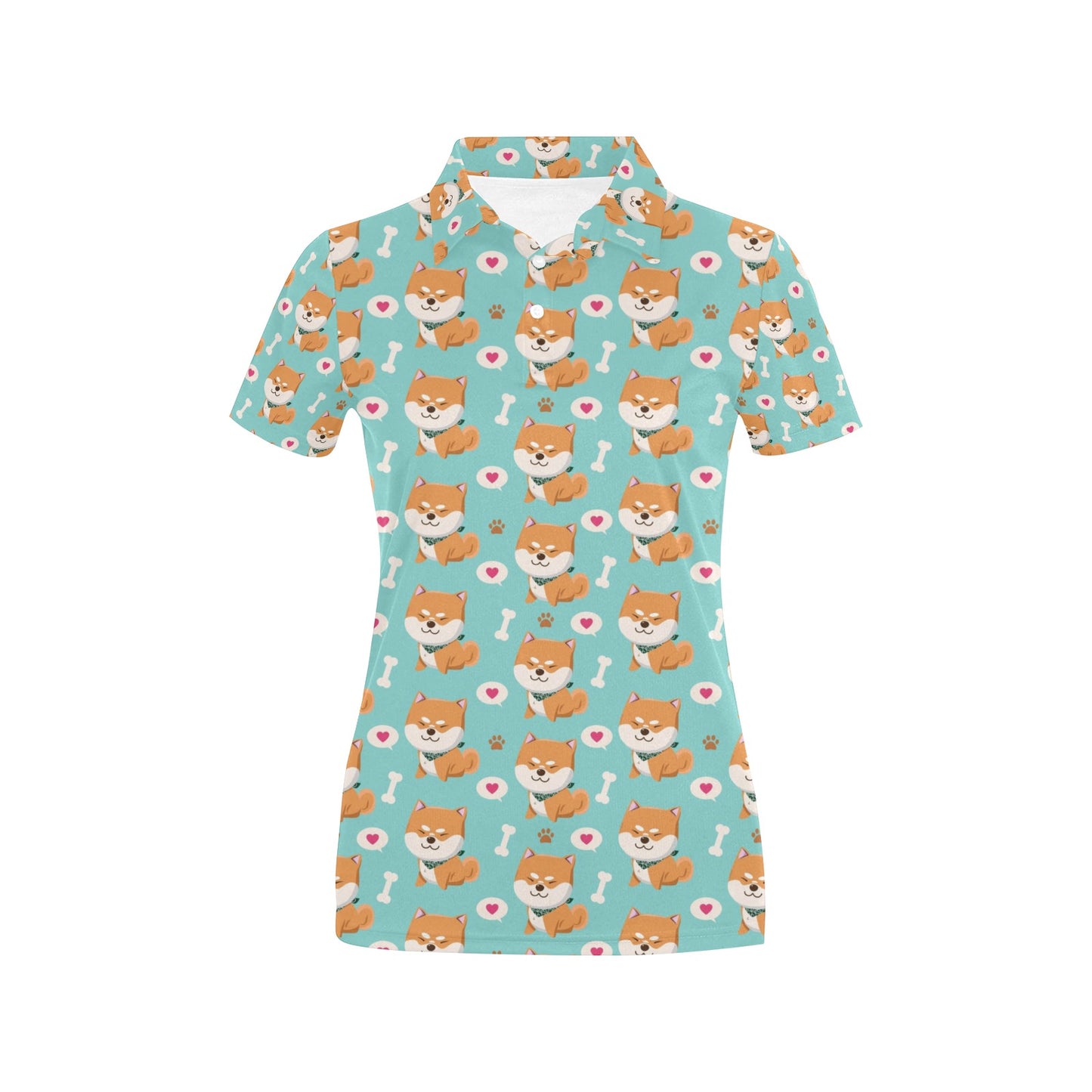 Shiba Inu Print Design LKS3013 Women's Polo Shirt