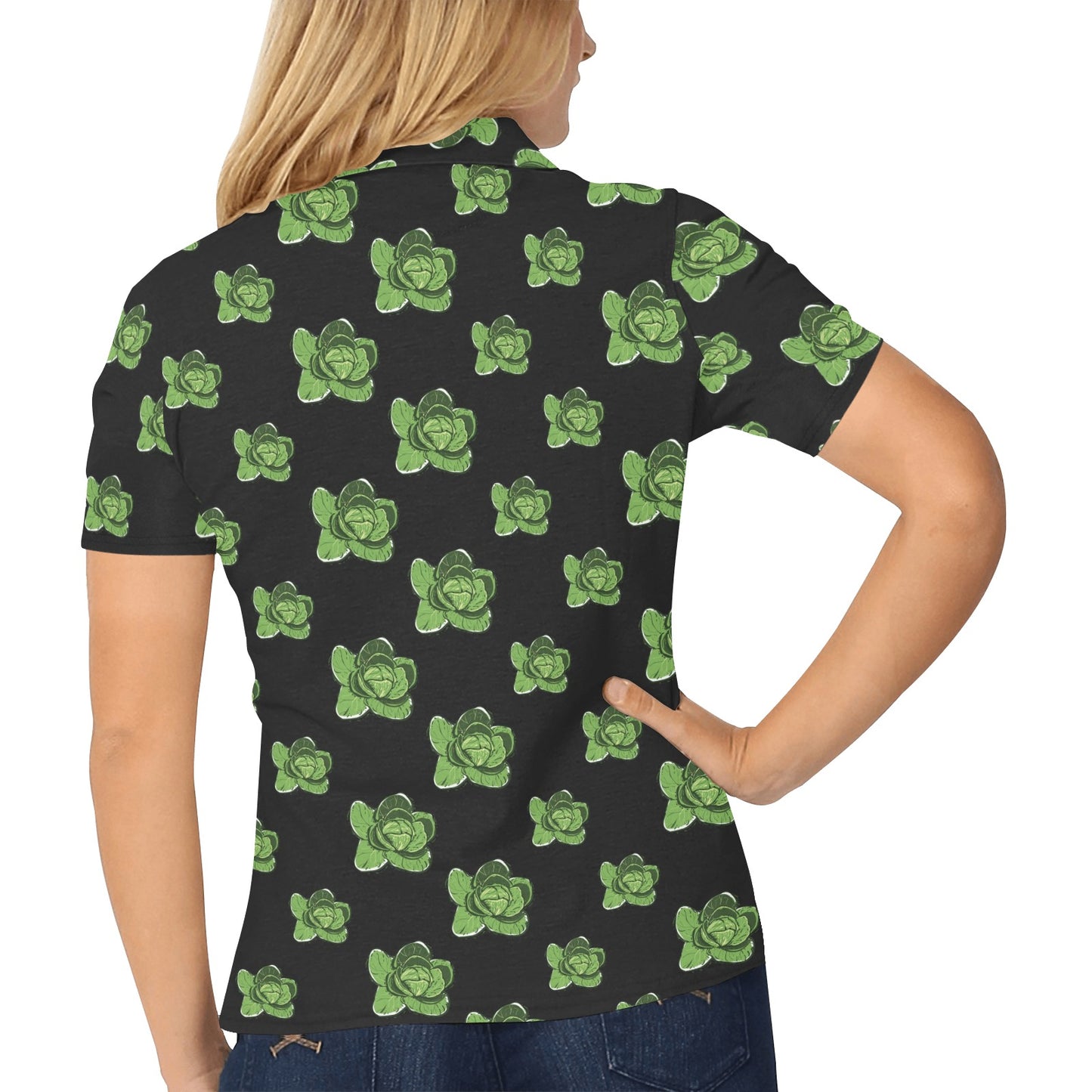 Cabbage Pattern Print Design 03 Women's Polo Shirt
