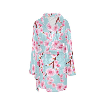 Cherry Blossom Pattern Print Design CB04 Women's Fleece Robe