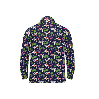Koi Carp Pattern Design Themed Print Long Sleeve Polo Shirt For Men's