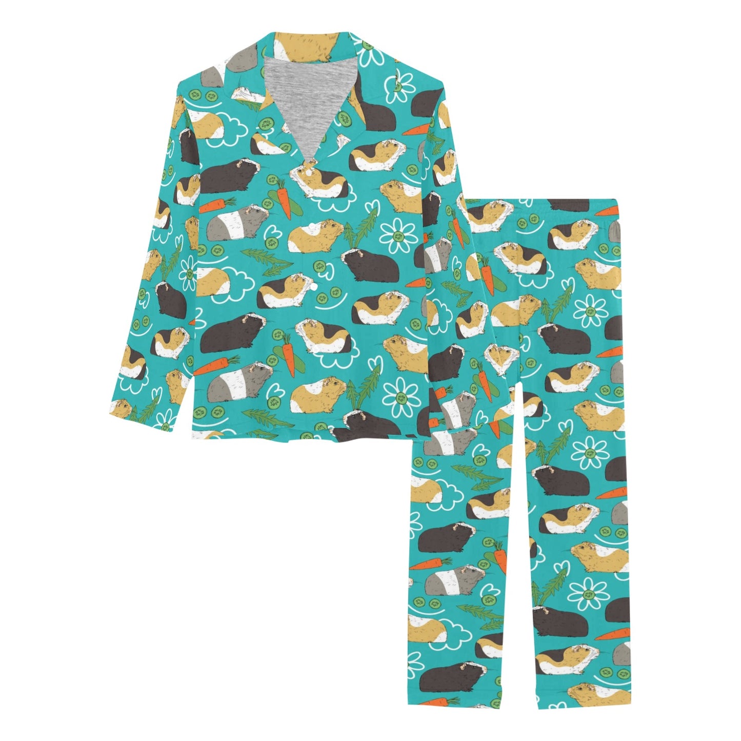 Guinea Pig Print Design LKS402 Women's Long Pajama Set