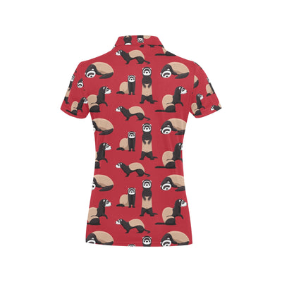 Ferret Pattern Print Design 02 Women's Polo Shirt